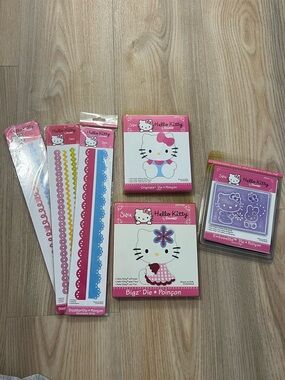 Hello Kitty Sizzlits LOT flower, sitting with bow, w/kathy & butterfly, boarder